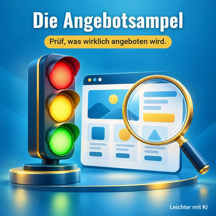 Produktbild: Die Angebotsampel – eine Ampel neben einer Verkaufsseite unter der Lupe
